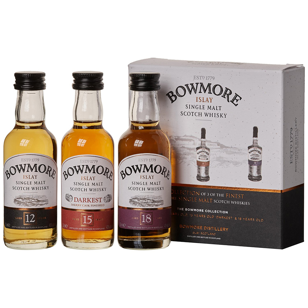 Buy Bowmore Single Malt Whisky Miniature Gift Set 3 X 5cl Bottled Boxed